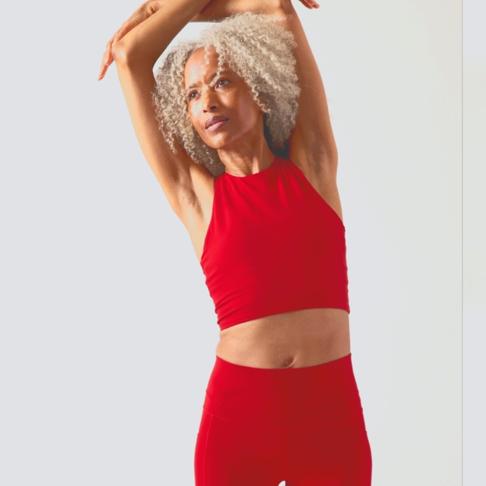 Athleta Red High-Neck Sports Bra
